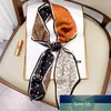 Designer Small Silk Square Scarf Kvinnor Smal Long Leopard Striped Print Handkerchief Lady Head Hair Band Scarfs Kerchief Kvinna Fabrikspris Expert Design