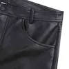 iiniim Black Mens Leather Boxer Shorts Half with Pockets Shorts with Zipper Closure for Mens Club Party Clothes 210322