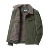Winter Men's Warm Corduroy Jackor Fashion Man Thermal Cotton Coats Casual Outwear Fur Collar Mens Fleece Kläder 211110