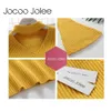 Jocoo jolee mode halter stickad tröja kvinnor hösten vinter pullover kvinnliga toppar slim v hals flare hylsa jumper casual pull 210619