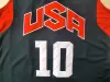 New Stitched 10 Bryant Basketball Jersey Mens USA 드림 팀 저지 스티치 블루 화이트 반소매 셔츠 S-XXL