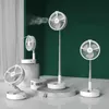 mini Humidifier spray fan foldable telescopic portable shaking head vertical remote control lighting USB fans two colors