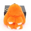 Fluffy Real Rex Llavero de piel de conejo para mujer Bolso Charm Joyería Colgante Lindo Conejito Juguete Llave de coche Anillo de metal Baratija Regalo para niños G1019