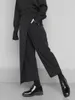 [EAM] taille haute élastique noir bref plissé pantalons longs coupe ample pantalon mode printemps automne 1S430 210915