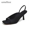 SOPHITINA Women's Sandals Square Open-toe Back Wrap Mature Sexy Fashion Ladies Womens Summer Dress Shoes PO654 210513