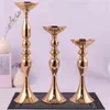 Metal Candle Holders Flowers Vase Candlestick Centerpieces Road Lead Candelabra Centerpieces Wedding porps Christmas decoration 220122