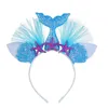 10st Rainbow Mermaid Hairband Sticks 7 Colors Princess Mesh Flower Animal Hairbands Hair Accessories5395367