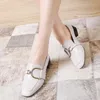 Dress Shoes INS Women Pumps Genuine Leather Cow Fashion Soft Metal Decoration British Basic Models 3 Colors