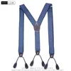 Mens Fashion Button End Leather Suspenders Y-Back Heavy Duty Big Size Adjustable Elastic Trouser Braces Strap Belt Brown Color