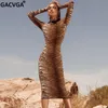 Robes décontractées GACVGA imprimé léopard Midi robe moulante pour les femmes 2021 automne hiver Sexy fête dame mince Streetwear Vestidos De Fiesta