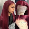 26 Inch Colorful Synthetic Wigs Brazilian Long Straight girls Hair Lace Front Wig Red for Women Full Mechanism Middle Point Chemic7041066