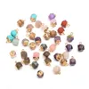 Faceted square polygon Shape Natural Stone Charms Healing Rose Quartz Crystal Turquoises Jades Opal Stones Pendant for Jewelry Making Necklace Bracelet 8x12mm