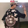 Lappster Homens Oversized Hip Hop Casual Camiseta Algodão Verão Mens Harajuku Preto T-shirt Masculino Loose Cereja Tops Tees 5xl 210324