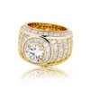 Baguette Cluster CZ Iced Out Diamond Ring High Quality White Gold Bling Fashion Hip Hop Jewelry For Mens Rings1014684