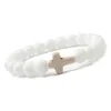 Cross Kralen Armbanden strand sieraden Mode Religie Mannen Vrouwen 8mm Natuursteen Healing Tijgeroog Zwart Matte Agaat Elastisch S274u