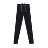Мода женские брюки осень высокоэластичные двубортные брюки с ограниченными возможностями с высокой талией для похудения женские 2111115