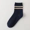 Chaussettes pour hommes 5 paires de mode automne hiver hommes chaussette chaussette à rayures brassards coton couleurs de sport en option