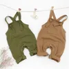 Baby overall byxor sommar toddler suspender solid pojke casual green / brun kid kläder 210515