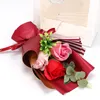 Fait à la main 3 pièces Rose savon artificiel fleurs décoratives Bouquet mères saint valentin cadeaux d'anniversaire décoration florale de mariage avec boîte-cadeau