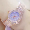 Bs Bee Sister Diamond Women Watches Luxury Brand Small Dial Kvinna Rose Guld Ladies Rostfritt Stål Lås Bayan Kol Saati 210616