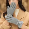 Spor Eldivenleri Kış artı kadife süet deri sıcak eldivenler Kadın Peluş Bilek Kaşmir Kalın Elastik Kemer Dokunmatik Ekran Sürüş J100