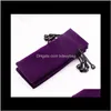 Påsar visar smycken5pcs/lot rec -formväskor 7dot5x18cm smycken kosmetisk läppstiftförpackningspåsar lila och svart dstring veet väska dr