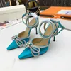 Bow Fairy Silk Sandals Sandals Fornalen Artefact Sexy mode stedelijke stijl werkplek essentieel kan worden gekoppeld aan 35-42 hielhoogte 9,5 cm kristallen diamant