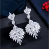 Choucong Unique longues boucles d'oreilles pendantes bijoux de luxe 925 en argent Sterling taille Marquise topaze blanche émeraude pierres précieuses fête femmes Wed8221498