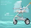 Luxus 3 in 1 Baby Kinderwagen tragbare Hochlandschaft Gold Schwarzer Babywagen Falten Multifunktional Neugeborenen Kinderwagen Kinderwagen