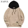 Kış Colorblock Ekleme Faux Kürk Kabarık Hoodies Erkekler Uzun Kollu Kazak Kadın Kazak İpli Casual Hoodie 210715 Tops