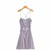 Sexy Women Chic Backless Mini Dress Summer Fashion Ladies Reflective Strap Sweet Female Party Drawstring es 210427