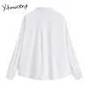 Yitimuceng Button Up Blouse Women Casual Shirts Turn-down Collar Straight Solid White Pink Yellow Spring Fashion Tops 210601