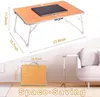 Breakfast in Bed Tray Table , Lap Desk, Foldable Laptop Table,Laptop Stand for Sofa, Bed Trays for Eating and Laptops, Small Picnic Tables Portable--Bamboo Wood Grain