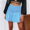 Lato Kobieta Beach Boho Sexy Mini Spódnica Kobiet Damskie Drukowane Dot High-Waist Super Elastyczna Spódnica Retro Spódnice Dla Kobiet 210508