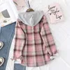 Winter Samt Hoodies Frauen Dicke Plaid Shirts Langarm Warm Halten Casual Weibliche Kleidung Outwear Mantel Hoody Jacke Y0820