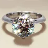 Luksusowe Sześć Pazur Pierścień 100% 925 Sterling Silver 3CT Round Diamond Wedding Engagement Rings Zestawy Palec Dla Kobiet Biżuteria