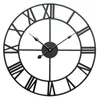 15.7 Inch Nordic Metal Roman Numeral Wall Clocks Retro Iron Round Face Black Gold Large For Outdoor Garden Clock Home Decoration H1230