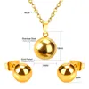 Goud zilver bal ronde rvs bruiloft sieraden set vrouwen partij hanger ketting oorbellen sets