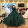 red long sleeve quinceanera dress