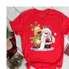 Zoganki Christmas Рождественская рождественская мультипликационная печать топы женская красная футболка год футболка мода Harajuku tee femme