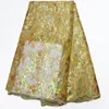 Ribbon Gold Afryki Koronki Tkaniny 2021 Wysokiej Jakości Materiał Nigerii Francuskie Tkaniny z cekinami do sukni ślubnej Sprzedają