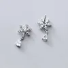 Orecchini alla moda con zirconi a forma di fiocco di neve in argento sterling S925 per il regalo accessorio all'ingrosso di gioielleria raffinata per le donne
