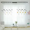 Yüksek Sınıf Havlu Işlemeli Sarı Avize Pencere Perde Tül Oturma Odası için Kore Basit Sheer Çocuk Yatak Odası My124-5 210712