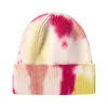 Beanie/Skull Caps Berretti Unisex Moda Casual Tie-dye Stampato Gradiente Cappello di lana Caldo Lavorato a maglia all'aperto Femmina Skullies Chapeau Femme