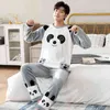 Winter lange mouwen paar dikke warme flanel pyjama sets voor mannen schattige cartoon nachtkleding pyjama's vrouwen homewear thuis kleding 211110