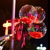 Colorful Luminous Balloon Rose Bouquet Transparent Bobo Ball Rose Valentines Day Gift Birthday Party Wedding Decoration Balloons RRF13666