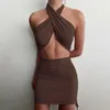 Summer Halter Bodycon Dress Women Mini Sexy Party Dress Summer New Women's Fashion Hollow Slim Dress Women 210422