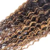 Ishow Highlight 4/27 Kinky Curly Human Hair Bundles Wefts With Closure Straight Body Wave Virgin Extensions 3/4pcs Colored Ombre Brown for Women 8-28inch