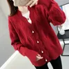 Winter Women Cardigan Sweater Hollow Out Pearl Button Knitted Jacket Girls Korean Chic Tops Female Sweaters knit Cardigans 210522