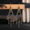 Triangle dangle hängande örhängen för kvinnor vintage europeiska och amerikanska kristall långa örhängen etniska tofs smycken